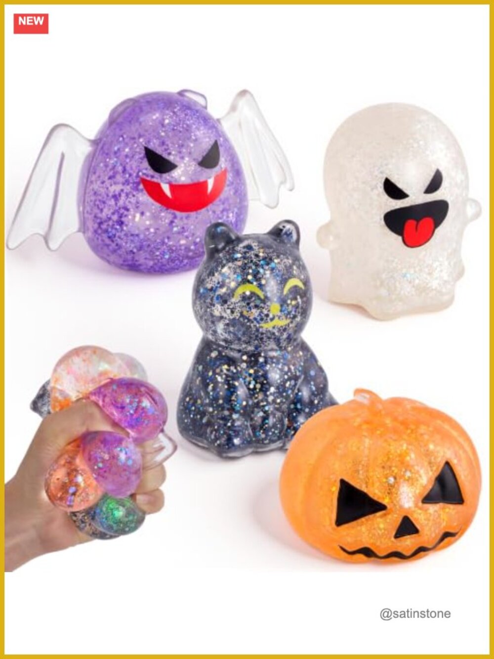 JOYIN 4 Pack Halloween Glitter Squishy Toys Slow Rising Stress Balls Sensory Toy